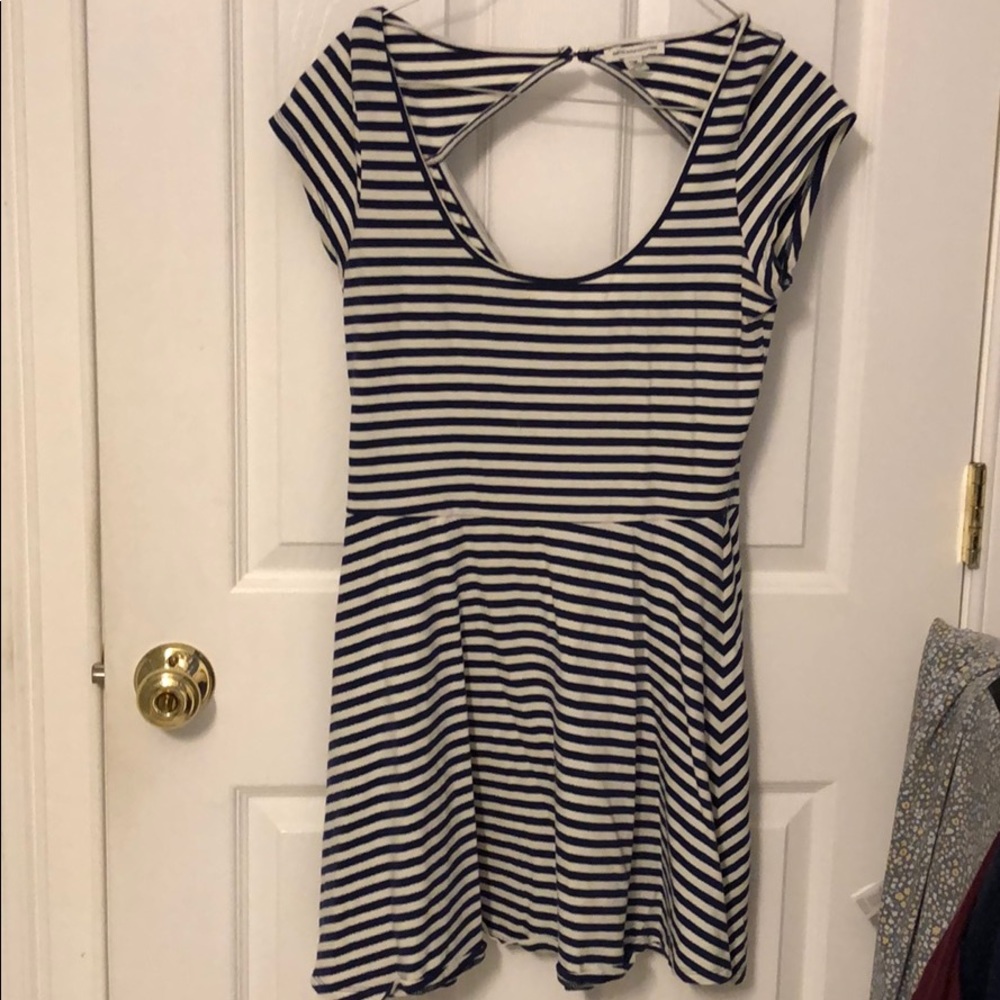 Blue and White striped Mini Dress